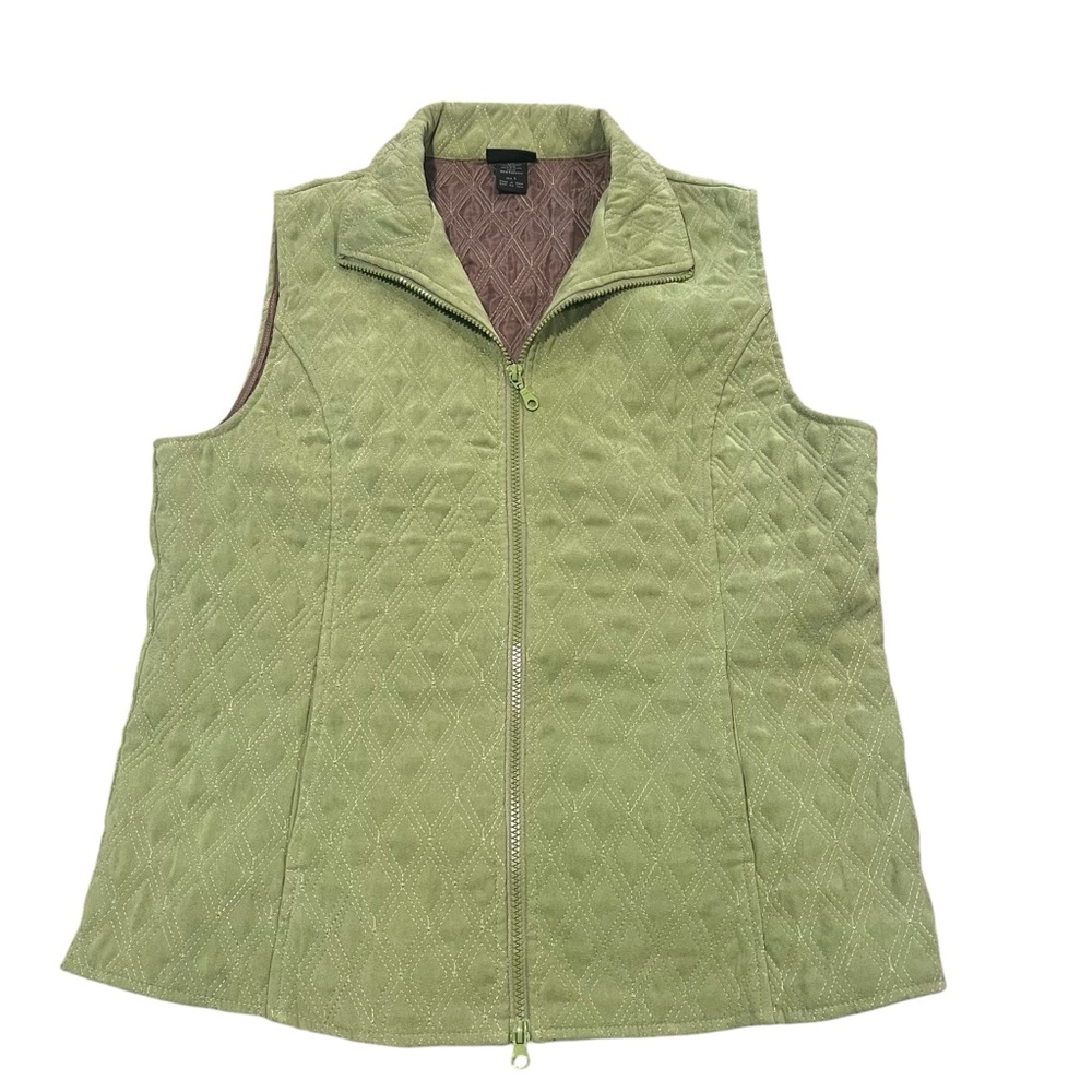 NTCO Nomadic Traders Vest Women's Large Green Quilted Zip Sleeveless Layering